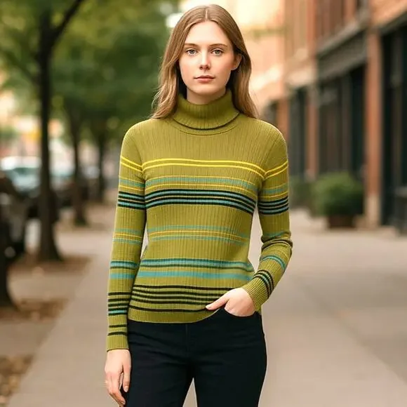 Liz Claiborne Sweaters Liz Claiborne Cotton Green Striped